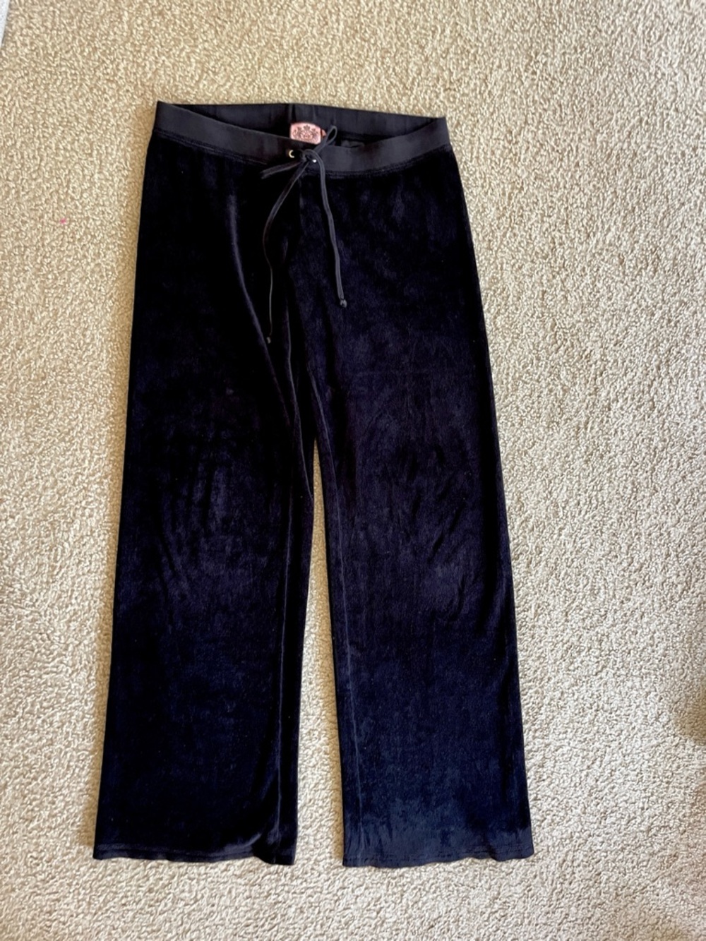 Juicy Couture Y2K Original Black Wide Leg Velour Pants  M
